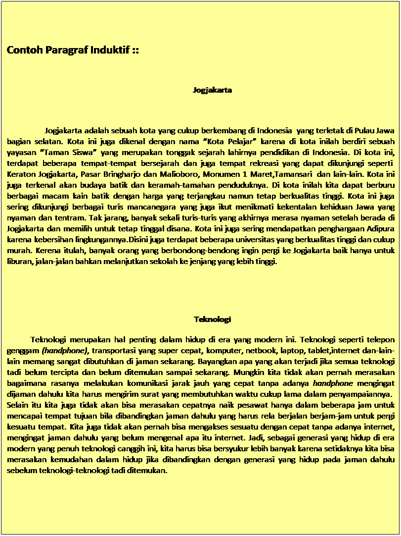 Contoh Paragraf Induktif Adalah Contoh Paragraf Induktif